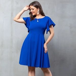 Solid Flutter Sleeve Dress